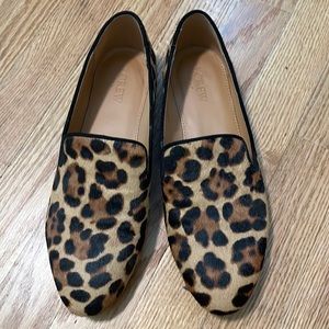 J Crew Factory Calf-hair leopard loafers